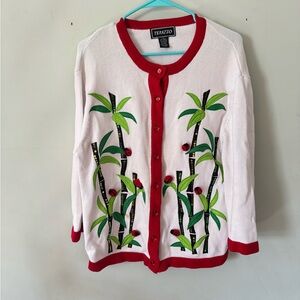 Ladybug White and Red Bamboo Embroidered Sweater
